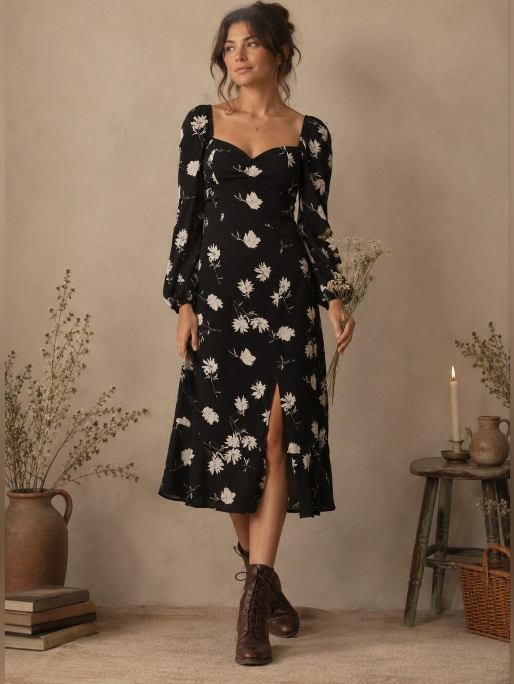 NWT BOG Collective Dress Size XS Floral Band Of Gypsies Country Prairie Feminine